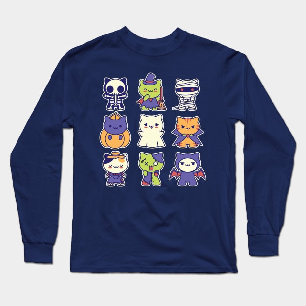 Kawaii Halloween Kitties Long Sleeve T-Shirt by Kappacino Creations